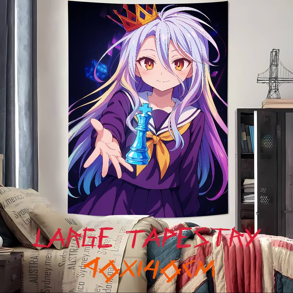 Anime No Game No Life Tapestry Bohemian Tarot Hippie Wall Hanging Dorm Kawaii Shiro Girl LARGE Wall Art for Bedroom Living Room