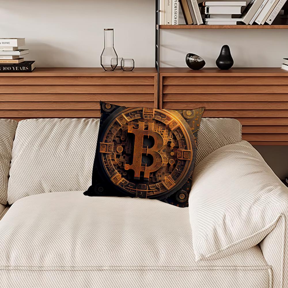 Bitcoin Krypto Kryptowährung Btc Kissenbezug Sofa Wohnzimmer Schlafzimmer Kopfteil Rückenlehne Kissen Quadratisches Kissen Nickerchenzeit