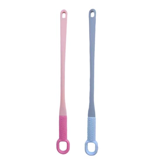 2 Pcs Toe Cleaning Brush Silicone Foot Scrubber with 15.7" Long Handle Soft Cleaning Shower Brush Foot Care Tool for Seniors Elderly Men Women