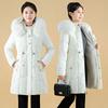 0 waist big fur collar medium and long cotton-padded clothes for women with fleece and thin cotton clothes down jacket
