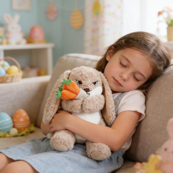 Easter Plush Bunny Toy Soft Stuffed Animal with Long Ears & Sweet Expression Safe PP Cotton Fill Cuddly Companion for Kids
