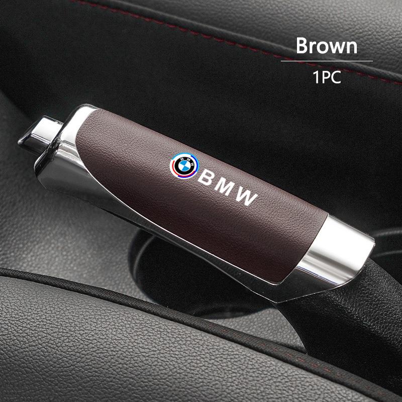 BOHQ2 ABS+Leather Car Hand Brake Cover Handbrake Grip Protector Cap For BMW 50th 325Li 320Li 330Li E36 G20 E46 E90 E60 F30 E39 E30 F20