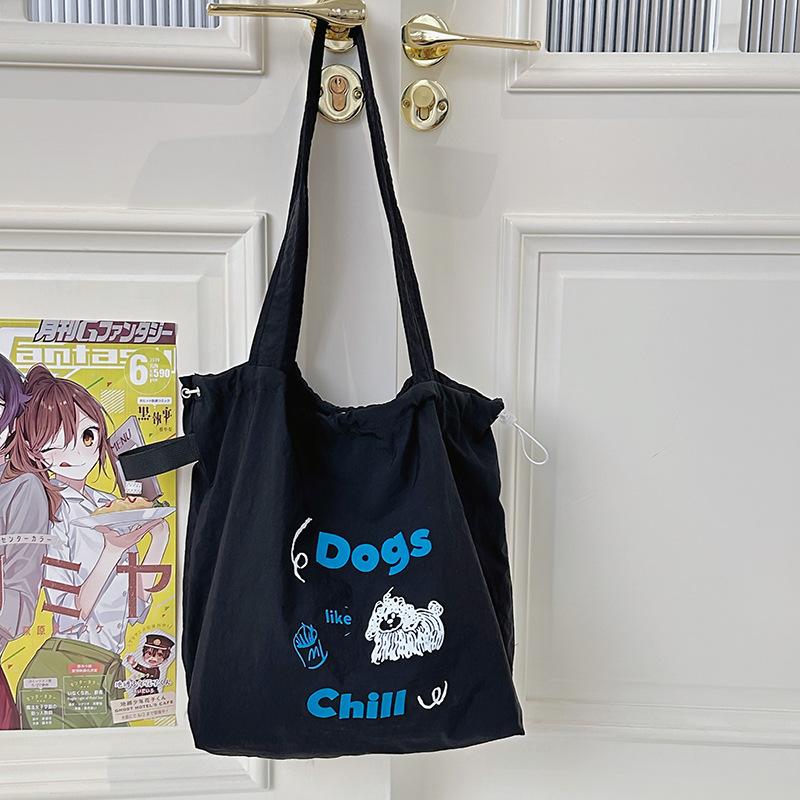 

Холщовая сумка с принтом в стиле ленивый шик для женщин, новая корейская сумка-тоут для студентов на занятия, большая вместимость, сумка для покупок
