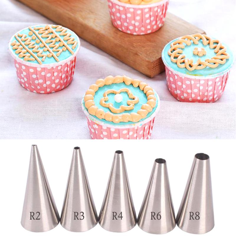 5 stk Kakebakverk Dyser Cupcake Kaker Glasur Sprøytetipper DIY Kakedekor