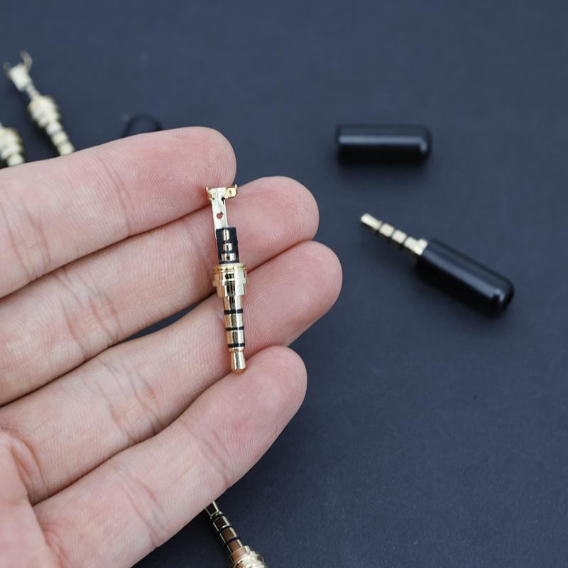 3.5mm Audio Jack Male Connector 3 4 Pole 3.5 Adapter Headphone Plug Earphone Repair Black Cable Solder Wire DIY AUX