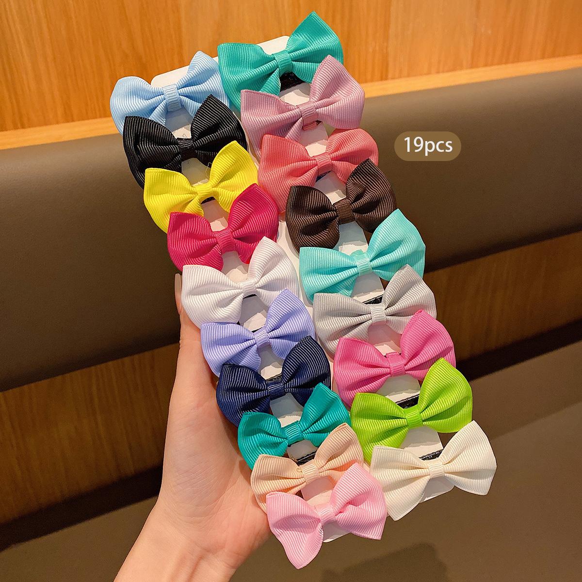 

19 Color Random Little Girl Fabric Hair Clip Cute Bow Kids s Hair Accessory