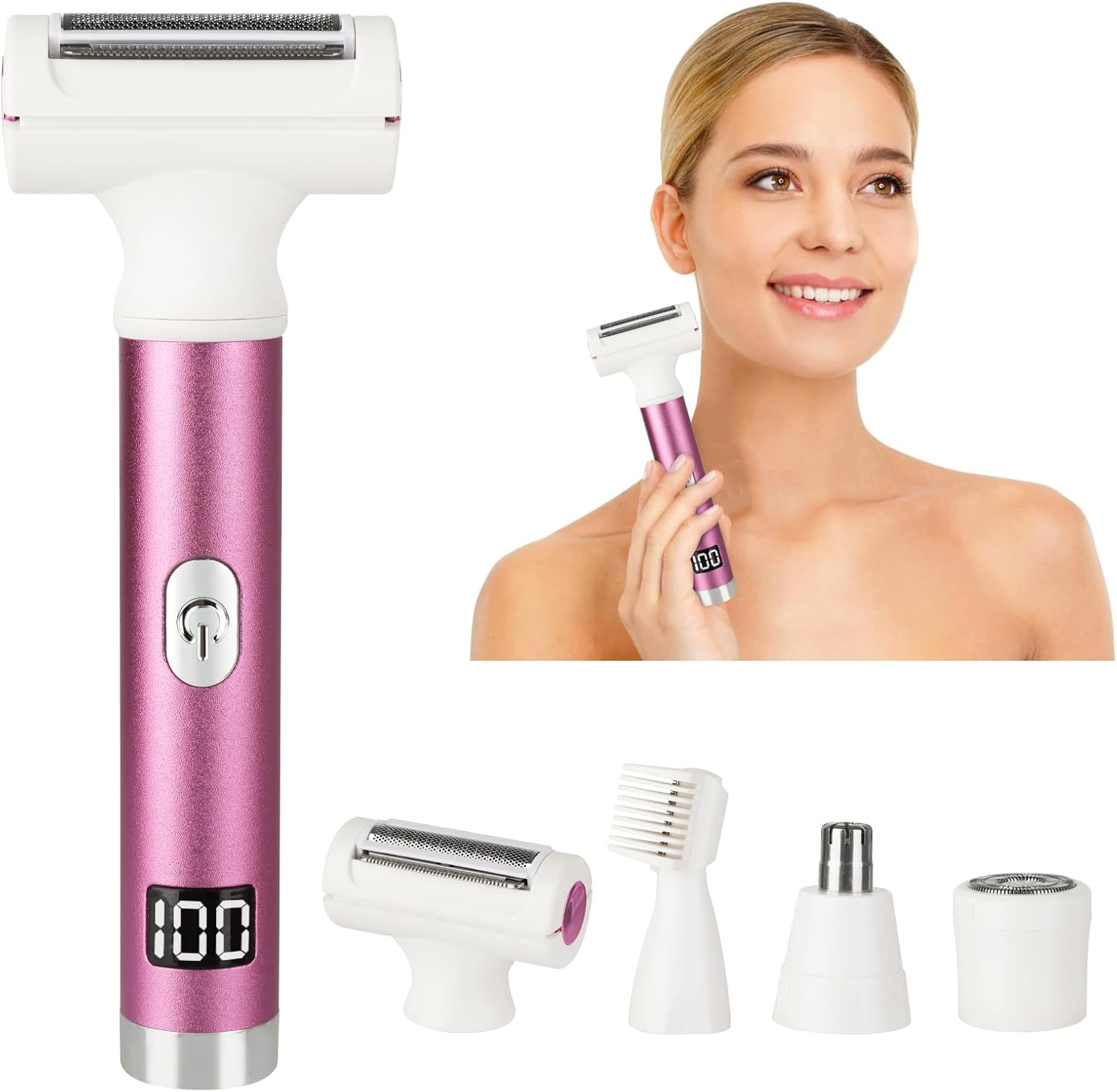 2025 Led Display Electric Razor,Beauty Women s Wet & Dry Electric Shaver, Painless 4 in 1 Painless Body Razors,Cordless 3-Blade Ladies Shaver for Legs