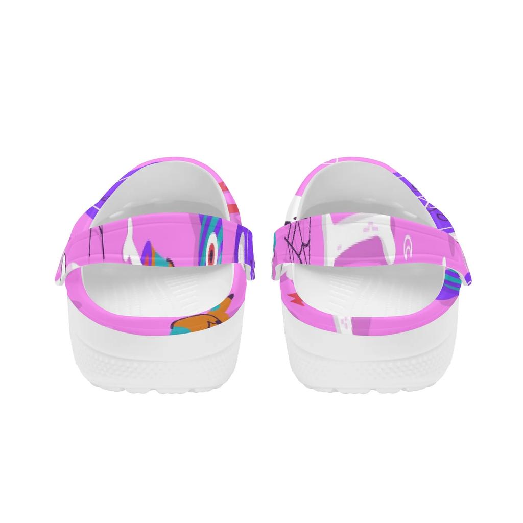 White Color Printed EVA Clogs Women Men Lightweight Breathable Garden Shoes Slip On Beach Pool Bathroom Home Sandals