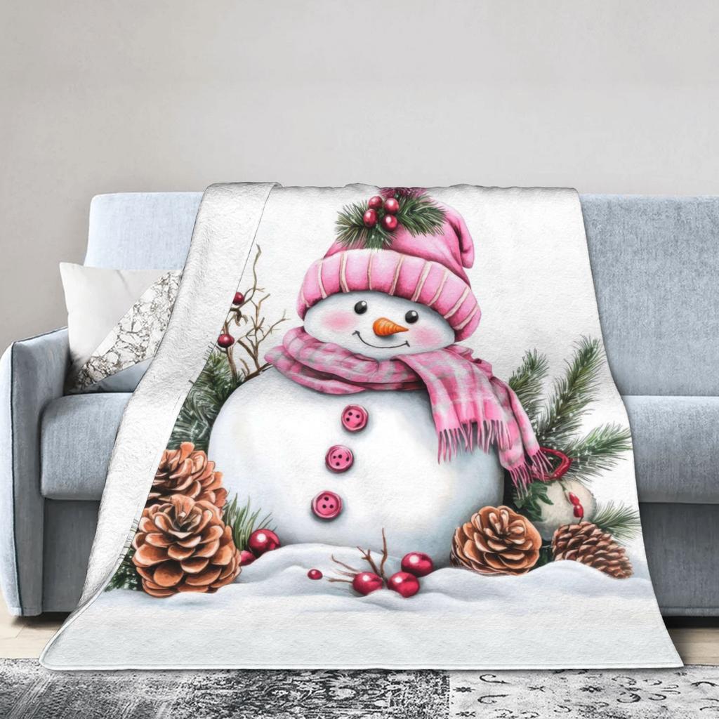 Christmas Snowman Plush Blanket Girls Boys  Flannel Bedding Throws For Outdoor Warm Soft Design Quality Bedspread Gift
