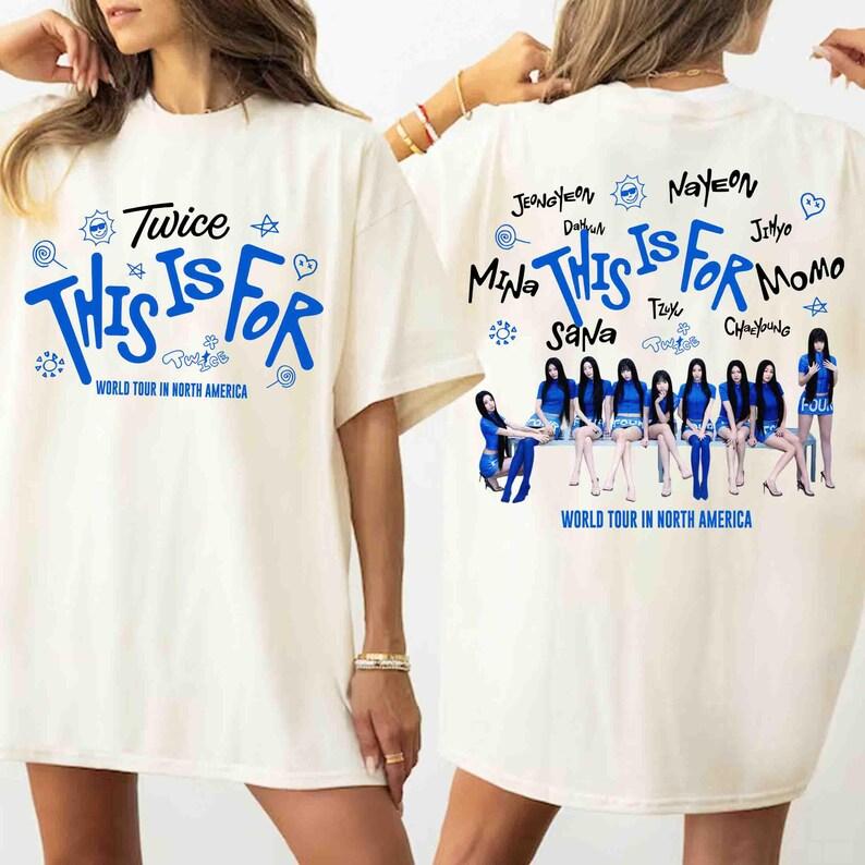 Винтажная футболка Twice This Is for World Tour, Ретро футболка Twice Kpop, Футболка Twice Ten The Story Goes on, Групповая футболка с участниками Twice, Подарок для Once 4XL