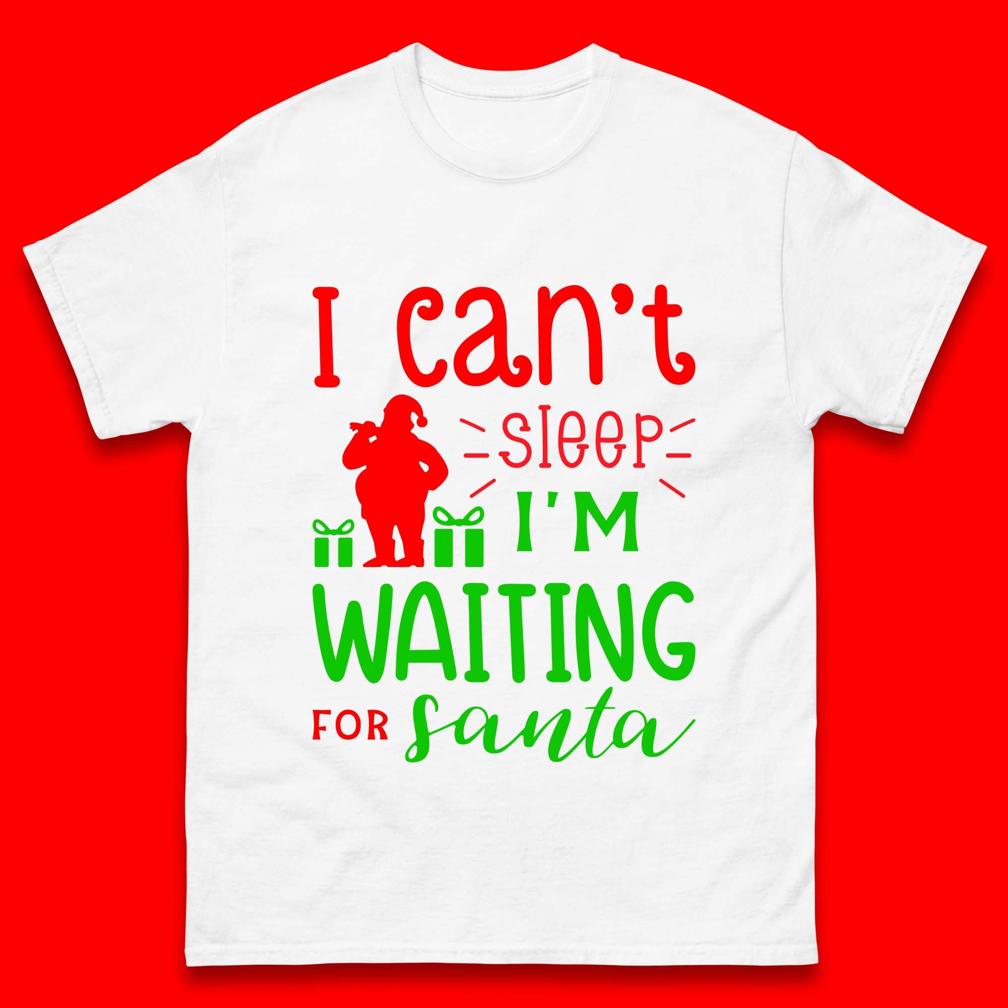 Christmas Waiting For Santa Mens T-Shirt Womens Tops Tees S