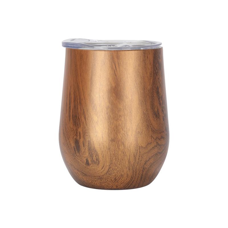 12oz Egg Shaped Wine Tumbler Double Wall 304 Stainless Steel Insulated Beer Coffee Cup with Splash Lid