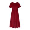 Women’s Short Sleeve Crew Neck Tiered Maxi Dress with Pockets Casual Loose Fit Soft Fabric Flowy Summer Dress