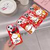 Maneki Neko Lucky Money Cat Tempered Glass For Iphone 14 13 12 11 Pro Mini XS MAX 14Plus X XS XR Cover