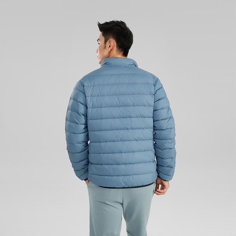 Skechers Solid Color Zipper Stand Collar Long Sleeve Quilted Down Jacket Men Outerwear Copenhagen-Blue P322M045-0378