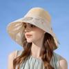 Luxury Summer Bucket Hat for Women Breathable Mesh Spliced 12cm Large Brim Sun Cap Candy Color Elegant Ladies Casual Bow Top Hat