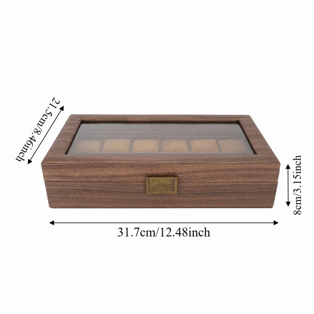 Space-saving Walnut Wood Watch Box 12 Slots Transparent Storage Box Dustproof Organizer Daily Organize