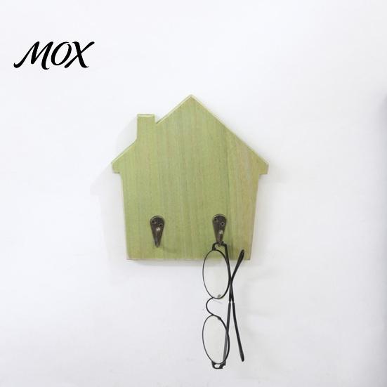 No Damage Wall Mounted Hooks Wood House Shape Storage Hook, Strong Traceless Adhesive Decorative Solid Hangers American Style Hanger for Home Entryway