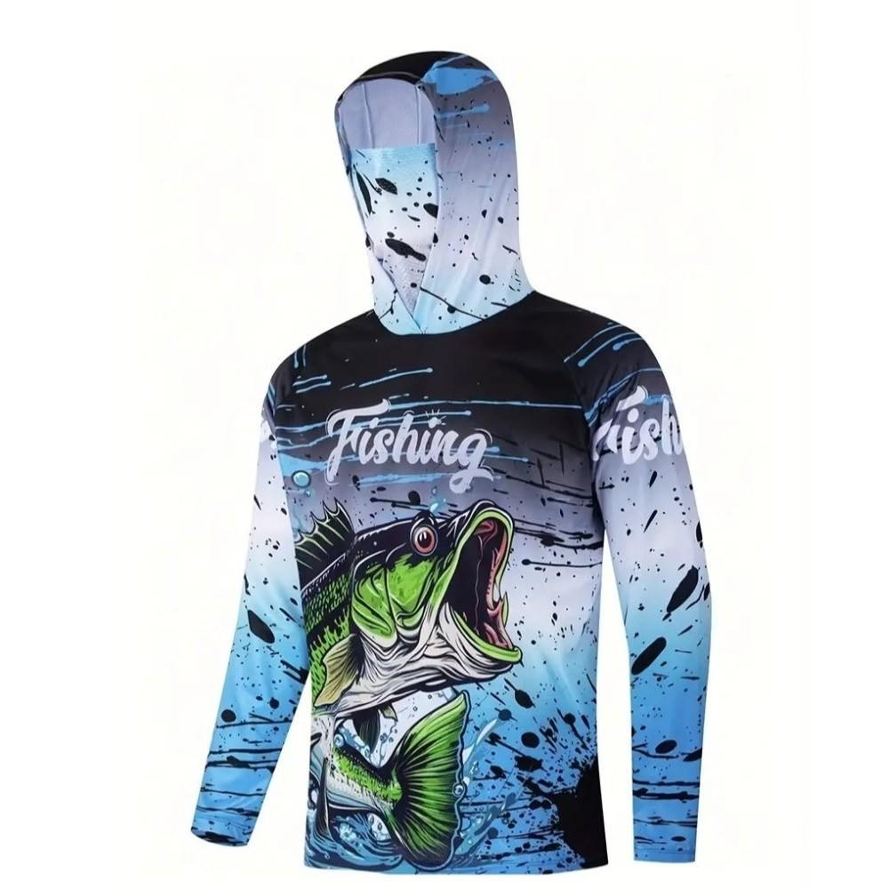 Maglia con Cappuccio da Pesca Protezione UV Maglietta Solare per Attività Estive