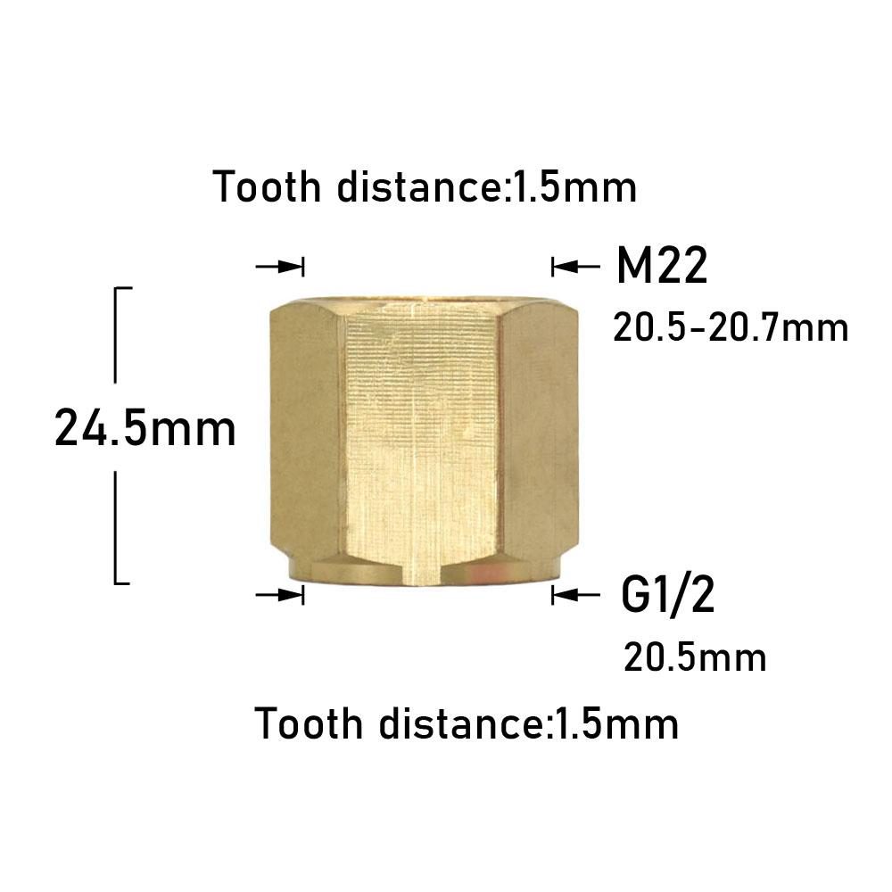 Messing 3/8" 1/2" M14 M18 M22 Gevindforbinder Han Hun Til Perlator Vandrenser Vandhane Kobberfittings Tandafstand 1,5 mm