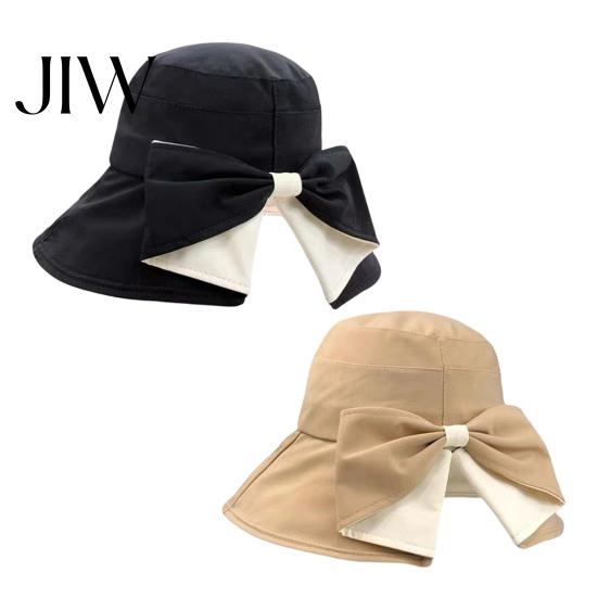 Packable Travel Hat with Bow 2 Pcs Women's Bowknot Bucket Hat, UV Protection Wide Anti Face Neck Brim Foldable Sun for Beach, Hiking, Camping, Outdoor