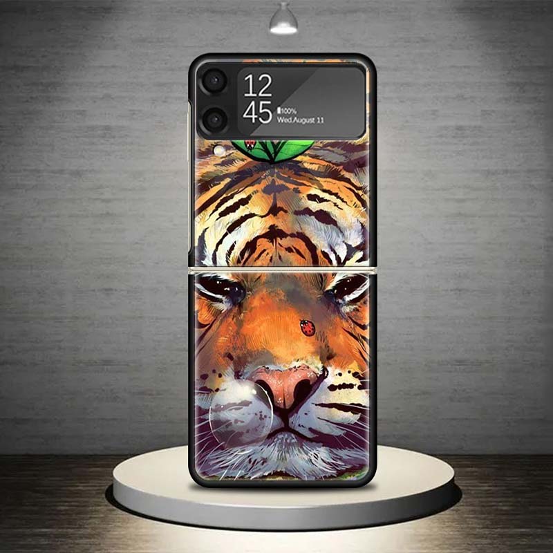 Superior Tiger Pattern Art Phone Case For Samsung Galaxy Z Flip 7 6 5 4 3 5G Shockproof Cover Z Flip7 Flip6 ZFlip5 Flip3 Flip4 L
