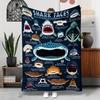 Large Shark Print Flannel Blanket - Tear-Resistant Reversible | All-Season Throw for Camping Travel Sofa, Gifts
