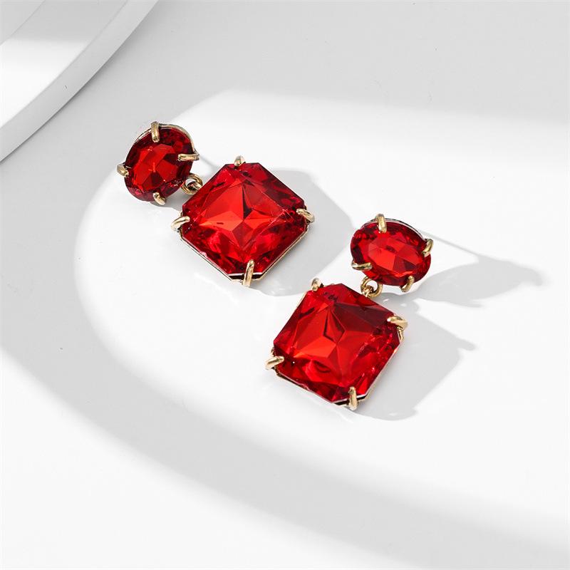 Colorful Rhinestone Geometric Alloy Earrings - Women’s Trendy Party Jewelry