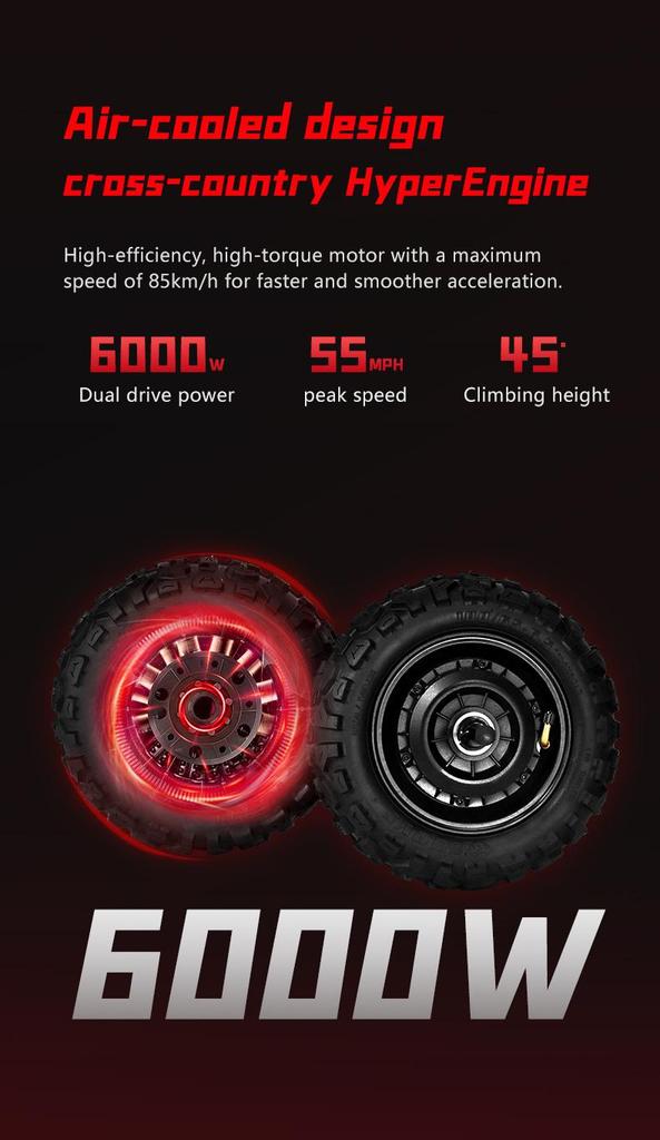 BOYUEDA S5 3000W Dual Motor Electric Scooter - 85KM/H Top Speed, 120KM Range, Off-Road Tires, NFC Lock, Hydraulic Brakes