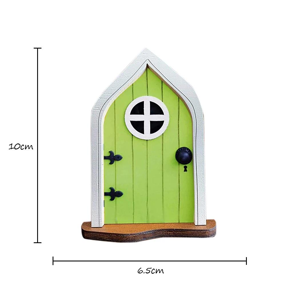 Wood Miniature Fairy Dwarf Window Door Gnome Art Courtyard Garden Statues Decor Art Sculpture Decoration Accessories