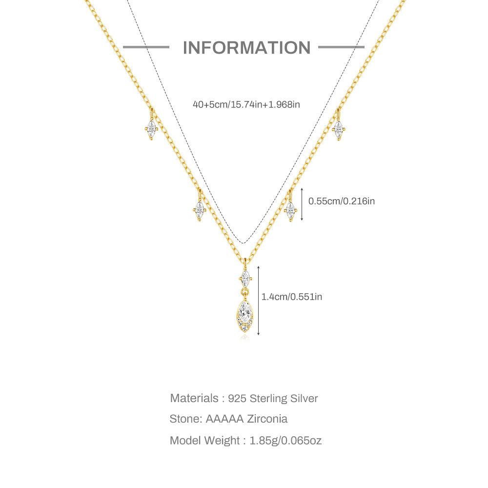 Horse Eye Zircon Fringed Neck Chain Ins Fashion S925 Sterling Silver Super Shiny Stacked Collarbone Chain For Women In Autumn And Winter