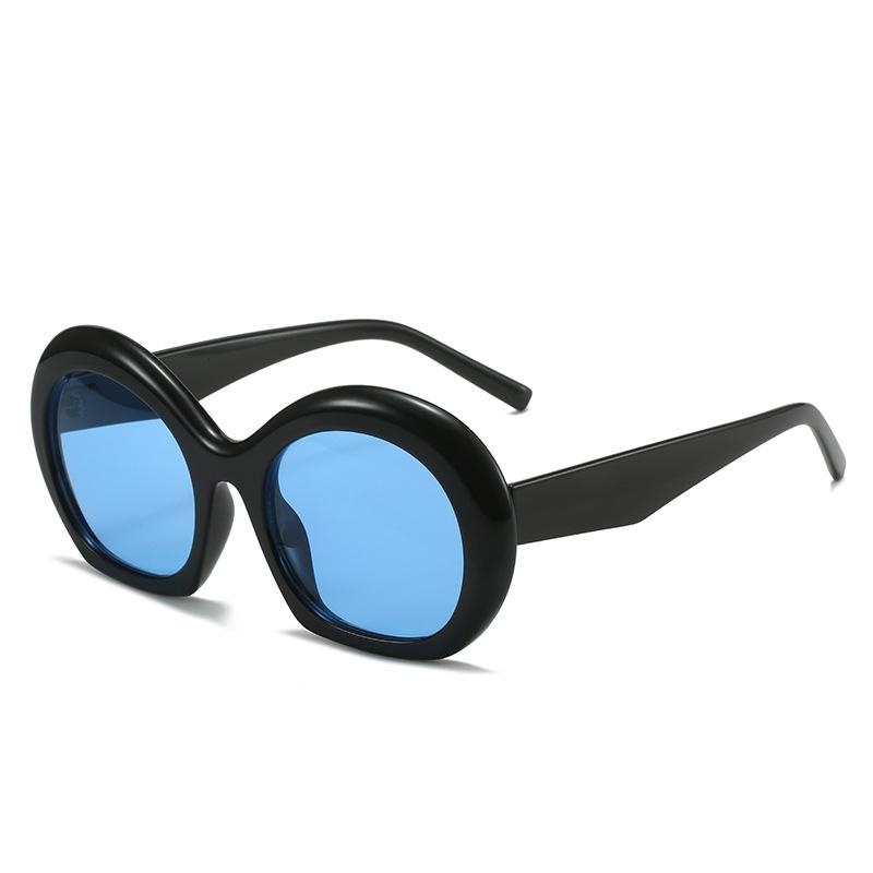 New oval sunglasses, European and American personalized arc inflatable glasses, street puff sunglasses for women