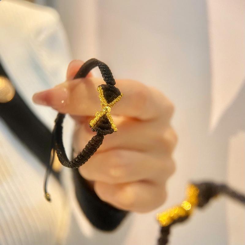 Bow Bracelet Feminine Minimalist Temperament Hand-woven DIY Black and Red Rope On The Run Princess Hand Rope