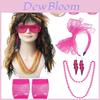 Set Vibrant de Peruci Punk Rock Unisex Complet cu Accesorii Colorate pentru Stil Nostalgic