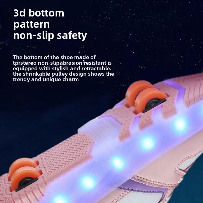 LED Roller Skates Shoes with Wheels Children's Roller Skates Shoes Speed Sneaker Shoes for Girls Women Sneakers with 4 Wheels