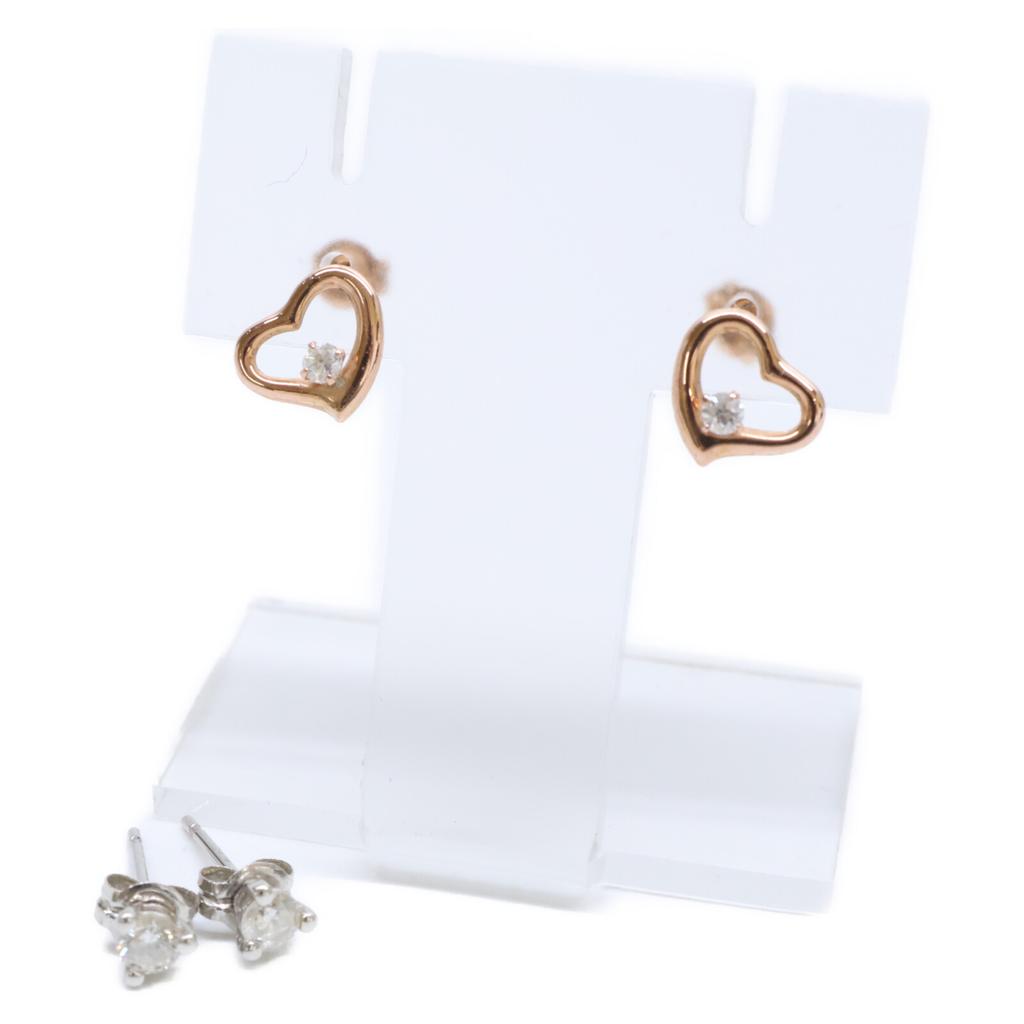 susui 210 engraved heart earring and Pt900 engraved stone earring, total of 2 pieces earring Pink Gold/PlatinumUsed