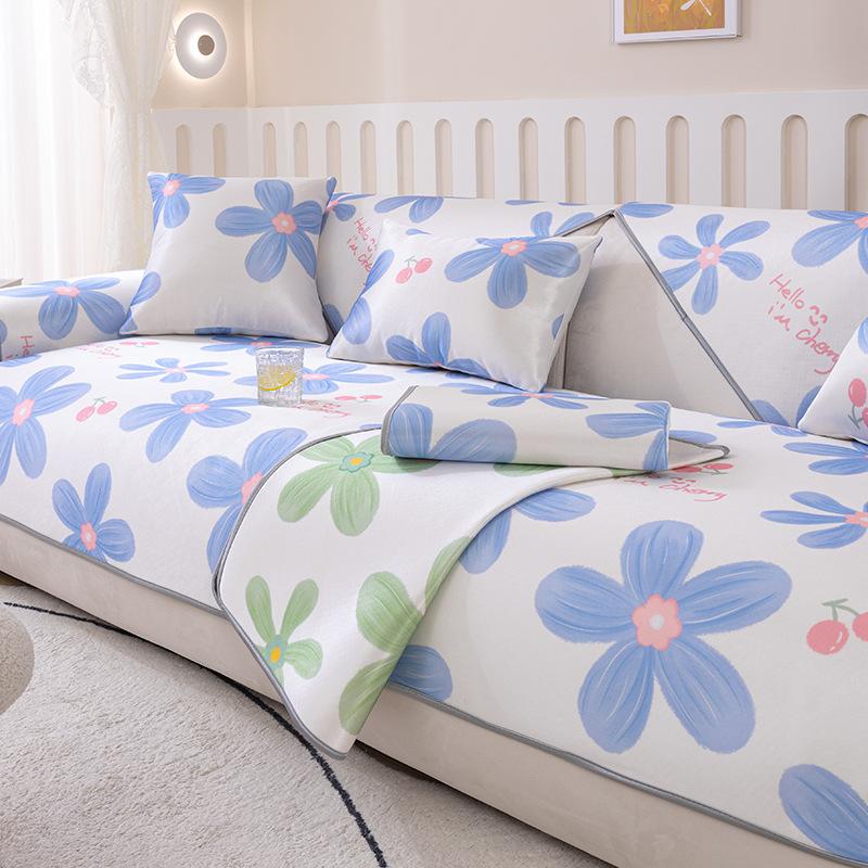 Sofa Cushion New Summer High -End Ice Silk Seat Cushion For Summer Cool Washable Non -Slip Sofa Cover Cover Cloth 