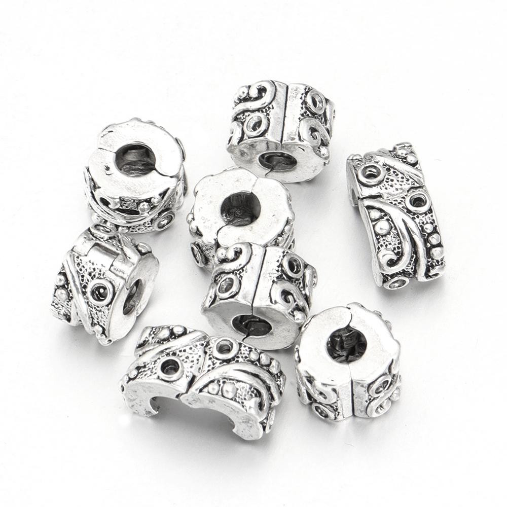 5pcs Positioning Buckle Multiple Styles Ancient Silver Fixed Clip Big Hole Spacer Beads For Jewelry Making DIY Bracelet Necklace