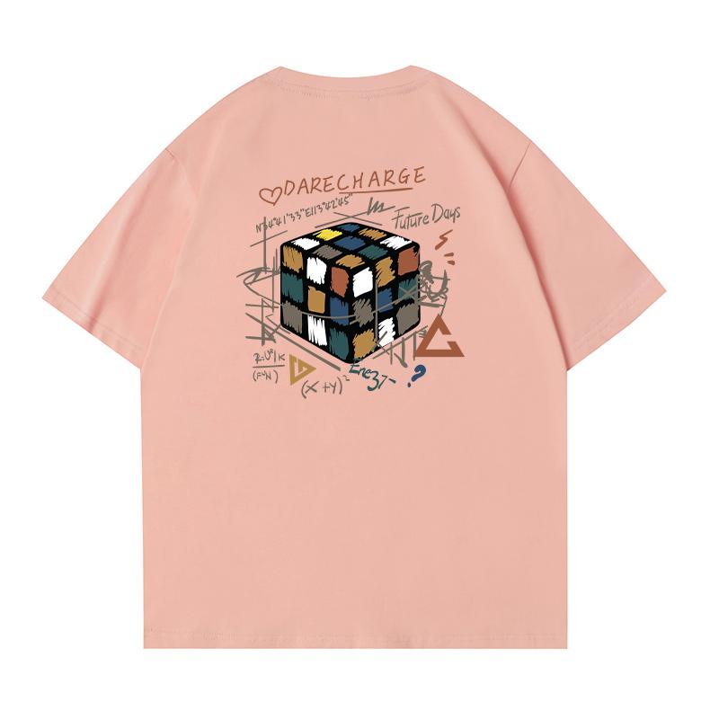 

Trendy T-shirt men s summer ins creative pure cotton half sleeved loose couple outfit base T-shirt 4XL