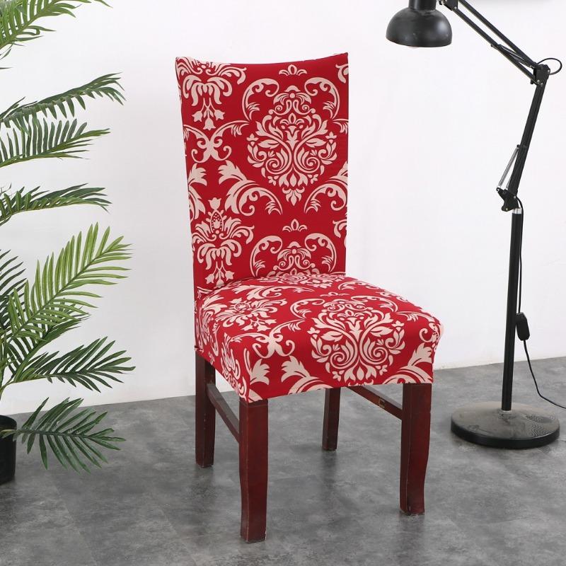 Printed Chair Cover Elastic Kitchen Seat Cover Stretch Chair Covers for Dining Room Wedding Hotel Banquet Washable