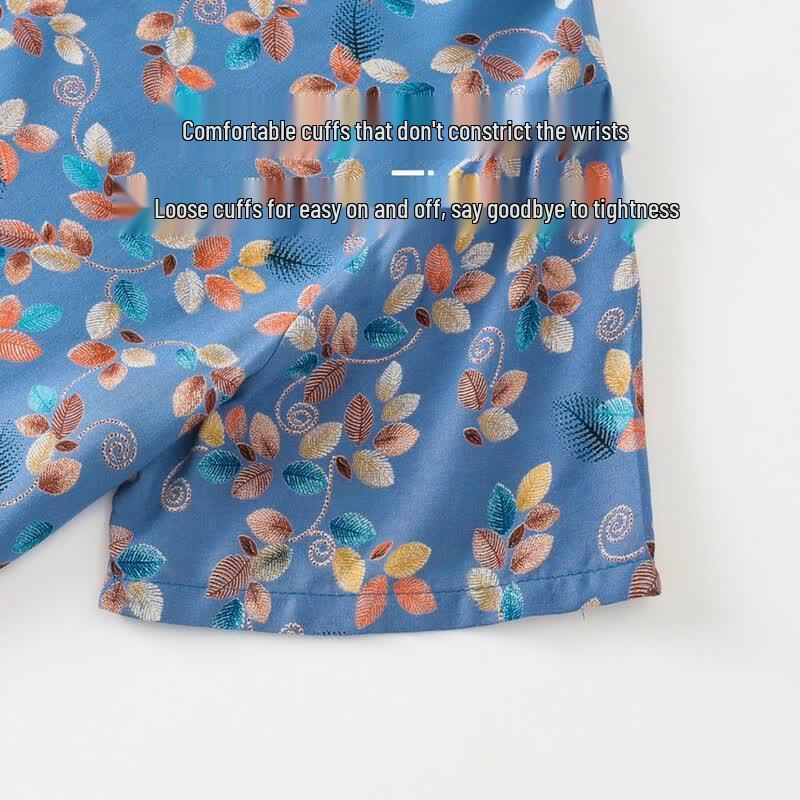 Datang Furen Mid-Aged Women's Floral Print Short Sleeve Capri Loungewear Set