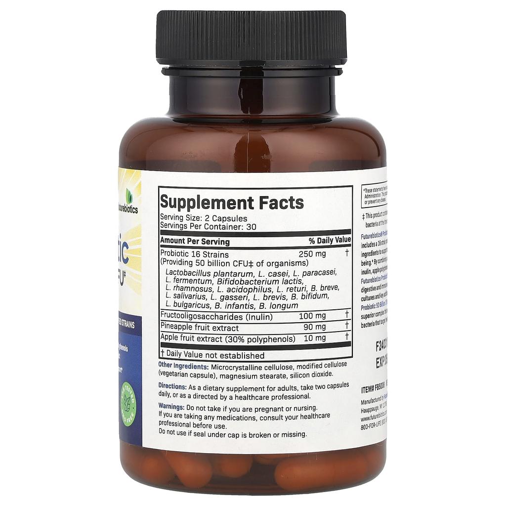 Probiotic Plus Prebiotic, 50 Billion Cfu, 60 Veggie Capsules (25 Billion Cfu Per Capsule)