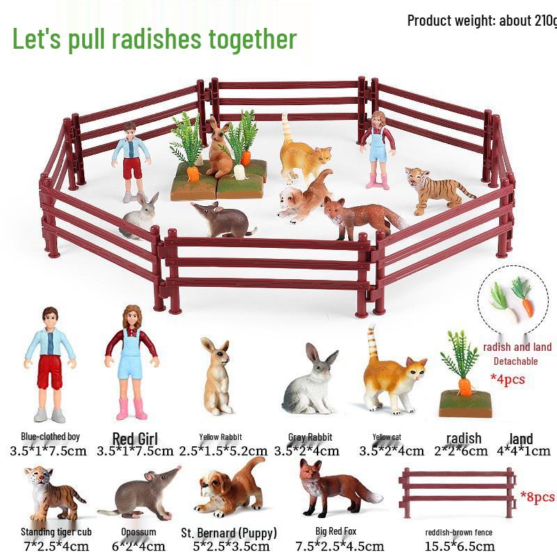 Wildlife Simulation Model: Tiger, Lion, Panda, Elephant, Rhinoceros, Kangaroo, Leopard, Horse, Sheep Toy Set