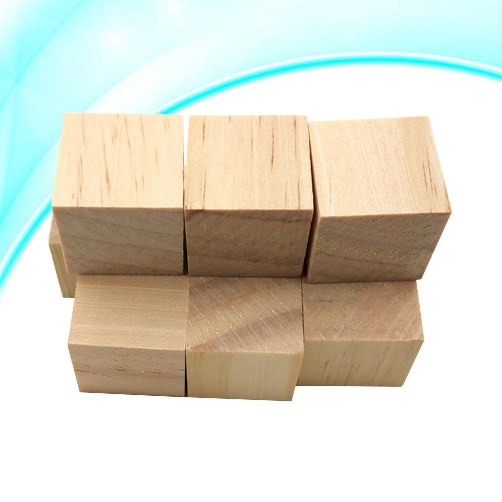 10Pcs Natural Pine Wood Cubes 20mm Smooth Square Blocks DIY Craft Materials for Art Alphabet