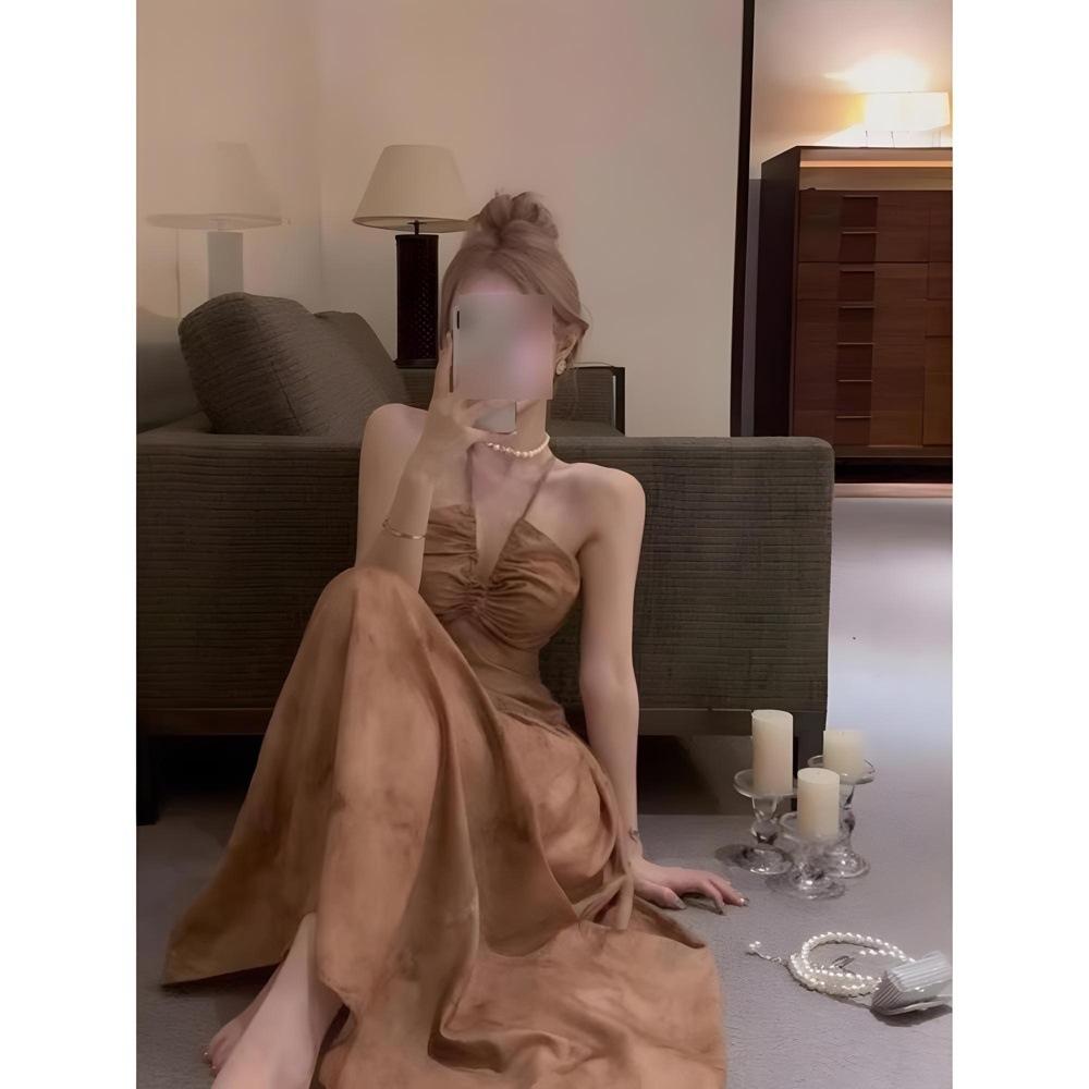 145 Slip Dress Women's Summer 150 High Wear with Waist Cinched Casual Vacation Dress