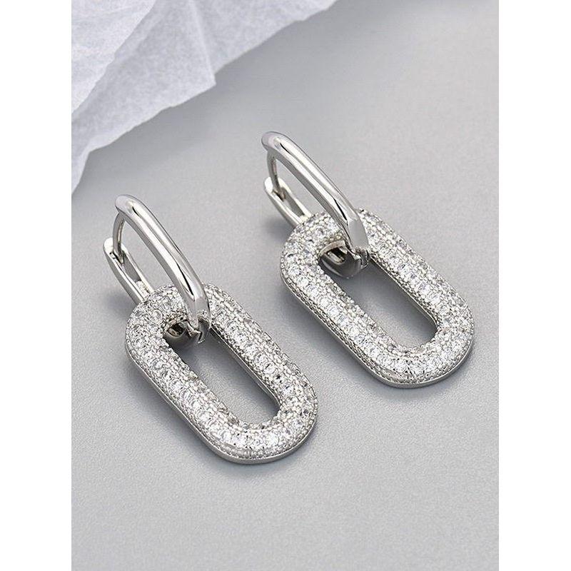Outlet Square Earrings with Silver Needles, European and American Style, Simple and Elegant, High-End Luxury, 18K Gold-Plated Women's Accessories