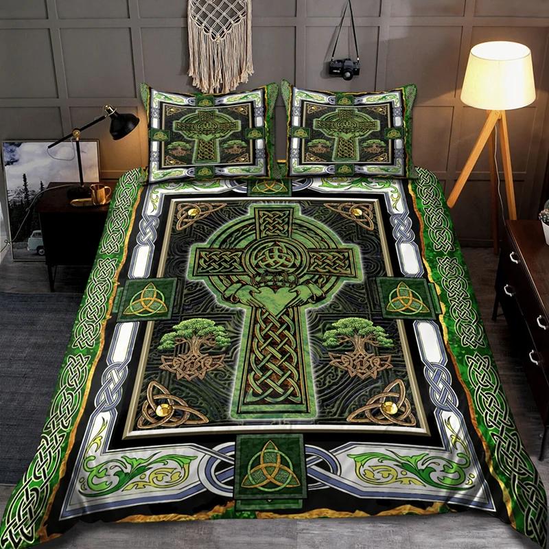 St. Patrick'S Day King Full Duvet Cover Green Lucky Clover Bedding Set Happy Cartoon Gnome Quilt Cover Polyester Comforter Cover