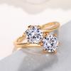 Huitan New Wedding Rings with Two Cubic Zirconia Gold Color Band Luxury Trendy Women Accessory Party Engagement Proposal Jewelry