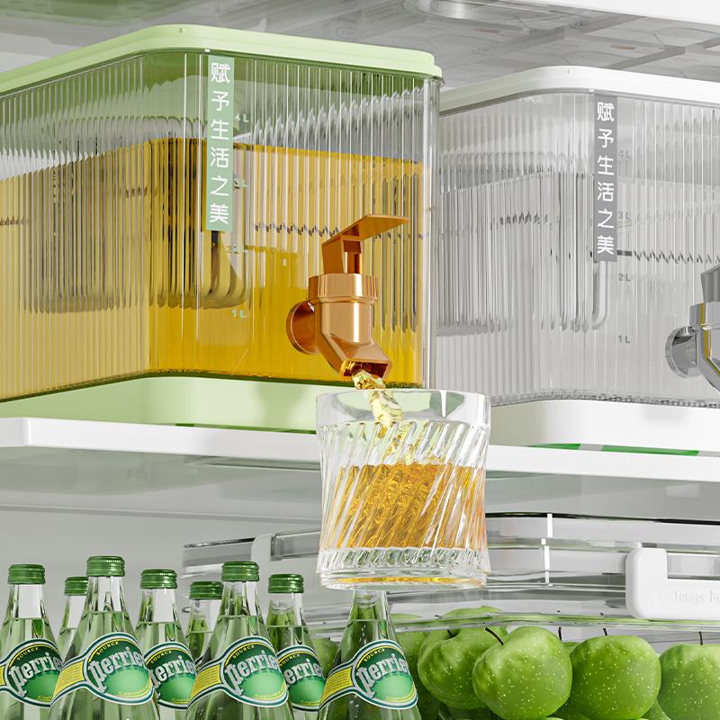 Large Cold Kettle Refrigerator With Faucet Lemonade Bottle Drinkware Kettle Pot Beverage Dispenser Home Cool Water Jug Bucket