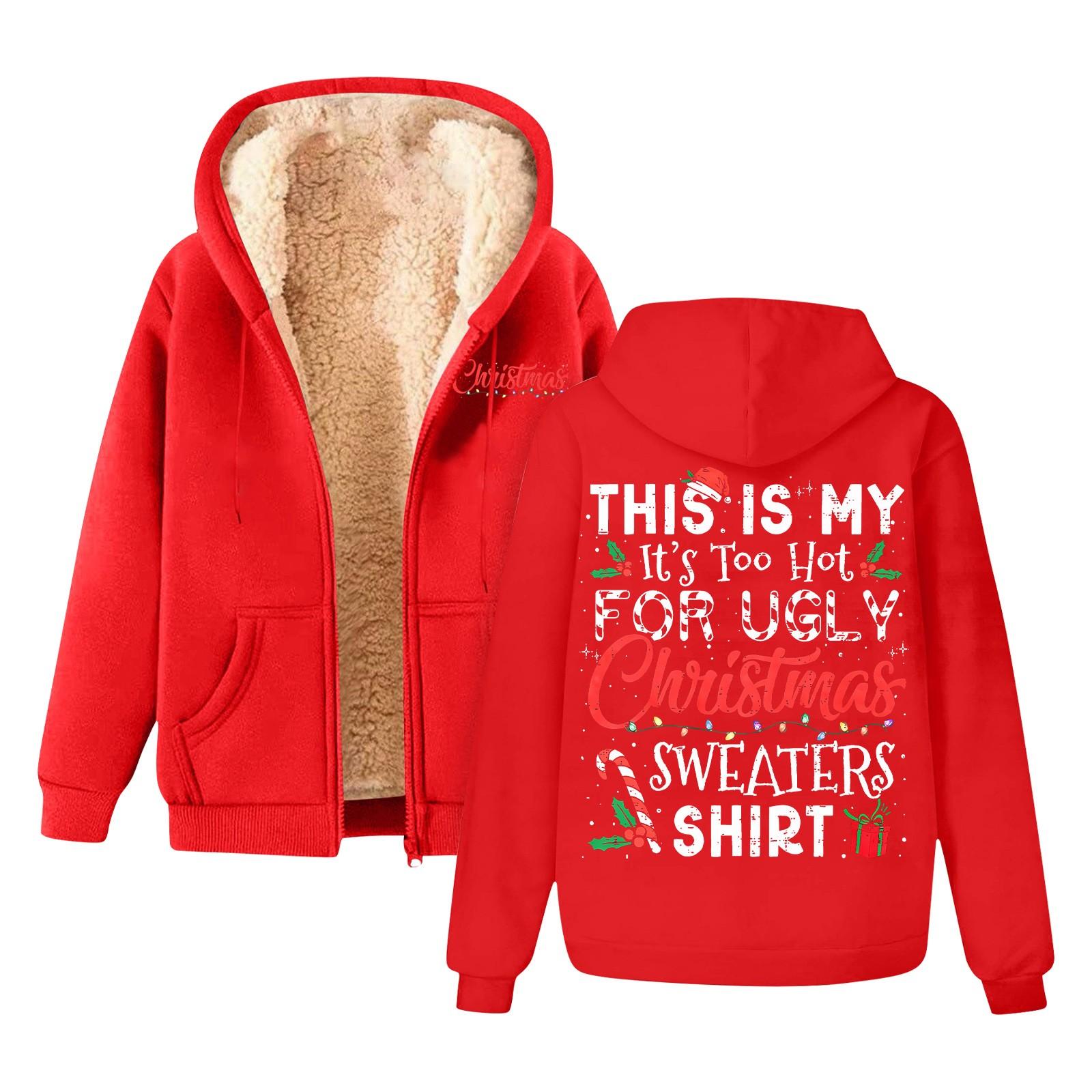 

Чоловіче та жіноче модне однакове пальто з товстим флісовим худі Толстовка з капюшоном Кардиган XXXXL червоний